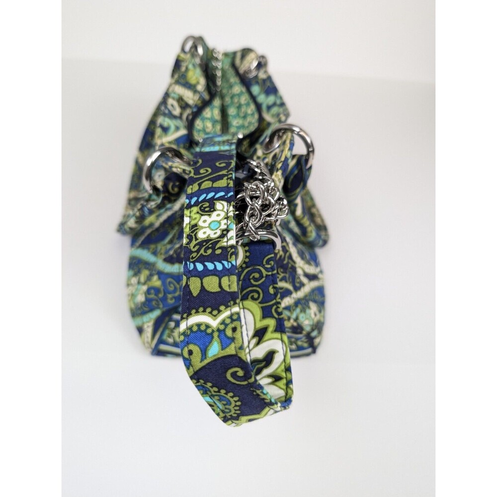 Vera Bradley Rhythm & Blues Shoulder Bag Purse Blue Green Paisley Silver Chain - Picture 8 of 14
